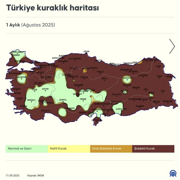 Harita siyaha döndü, MGM'den kritik uyarı geldi: Kuraklık tehlikesi kapıda, bu bölgelere dikkat! Harita siyaha döndü, MGM'den kritik uyarı geldi: Kuraklık tehlikesi kapıda, bu bölgelere dikkat! - 1. Resim