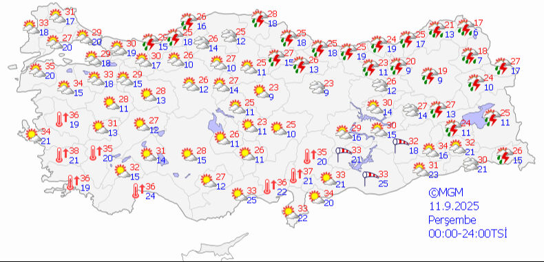 Sıcaklık düşüyor, sağanak kuvvetli geliyor! Meteoroloji'den 3 kente 'sarı' uyarı Sıcaklık düşüyor, sağanak kuvvetli geliyor! Meteoroloji'den 3 kente 'sarı' uyarı - 1. Resim