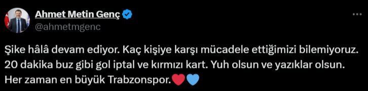 Trabzon Belediye Başkanı Ahmet Metin Genç'ten şike paylaşımı: Fenerbahçe'den sert cevap Trabzon Büyükşehir Belediye Başkanı Ahmet Metin Genç'ten Fenerbahçelileri kızdıracak paylaşım! Şike iddiasında bulundu  - 2. Resim