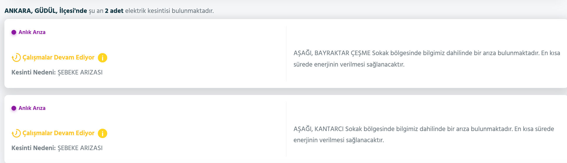 Ankara elektrik kesintisi sorgulama ekranı! 15 Eylül'de Ankara'da elektrikler ne zaman gelecek, saat kaçta? - 11. Resim