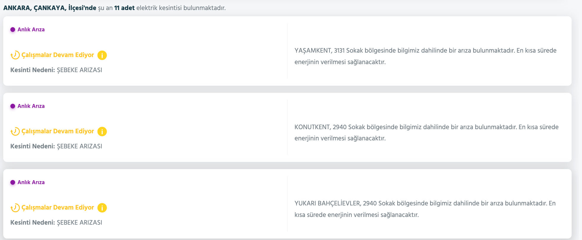 Ankara elektrik kesintisi sorgulama ekranı! 15 Eylül'de Ankara'da elektrikler ne zaman gelecek, saat kaçta? - 7. Resim