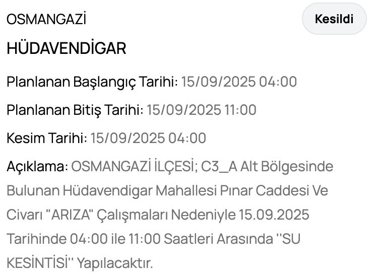 Bursa'da sular ne zaman gelecek? BUSKİ su kesintisi listesini paylaştı - 3. Resim
