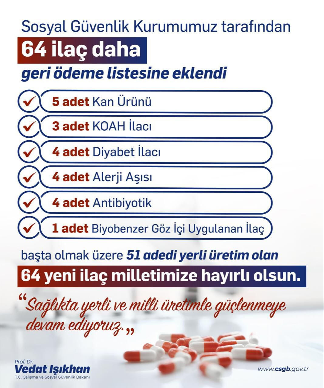 Müjdeyi Bakan Işıkhan duyurdu! 64 ilaç daha geri ödeme listesinde - 1. Resim