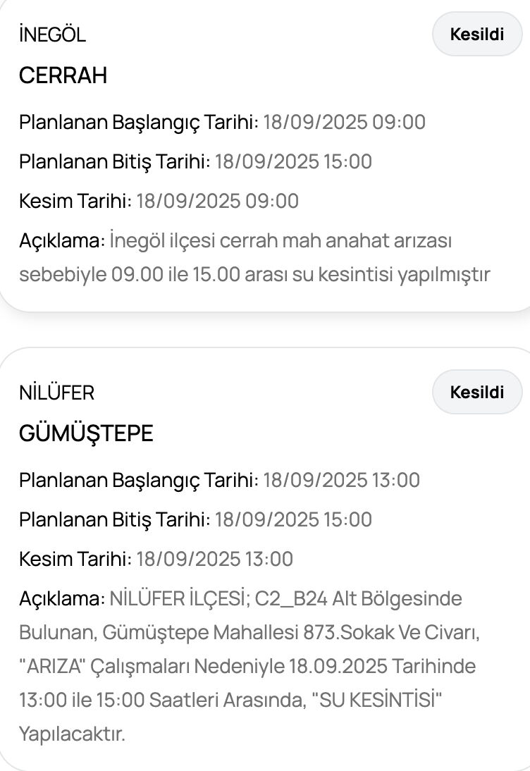 BUSKİ duyurdu: 18 Eylül Bursa’nın hangi ilçelerinde sular kesilecek? - 2. Resim