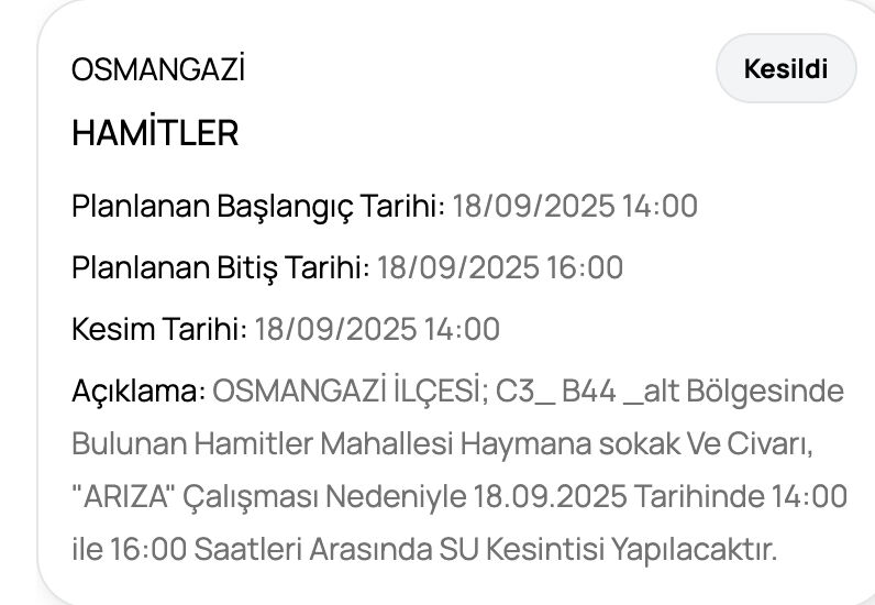 BUSKİ duyurdu: 18 Eylül Bursa’nın hangi ilçelerinde sular kesilecek? - 7. Resim