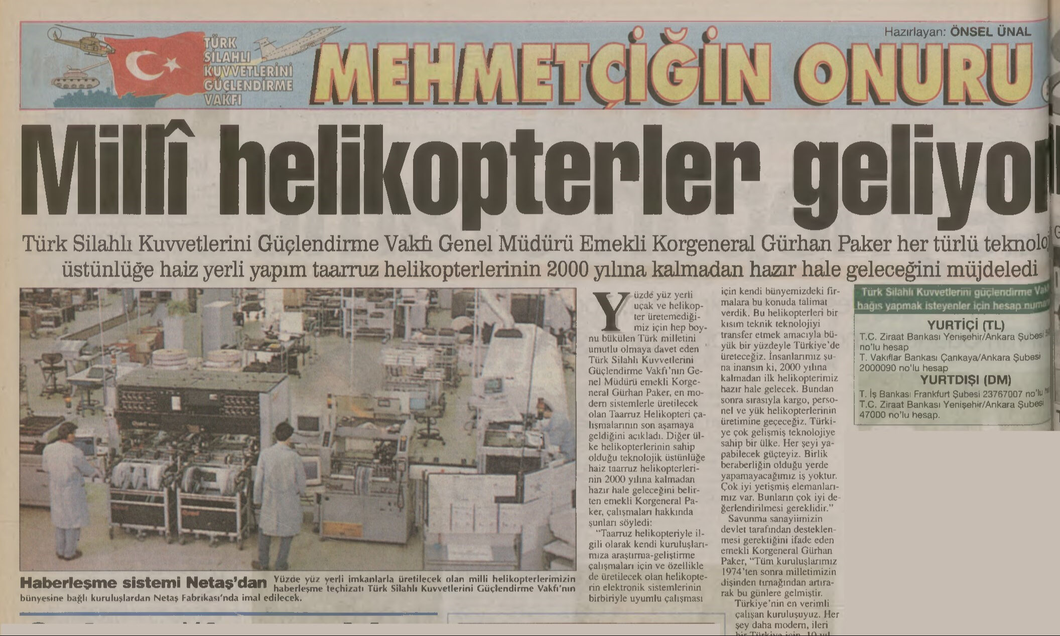 İlk milli helikopter müjdesi gündemde (11 Haziran 1997) — BİR ZAMANLAR TÜRKİYE - 1. Resim