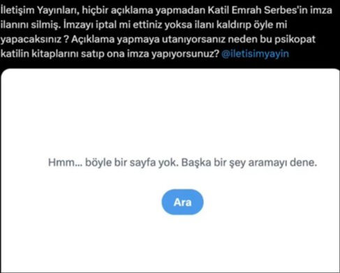 Emrah Serbes'in imza günü etkinliği büyük tepki çekti! İletişim Yayınları geri adım attı Emrah Serbes'in imza günü etkinliği büyük tepki çekti! İletişim Yayınları geri adım attı - 1. Resim