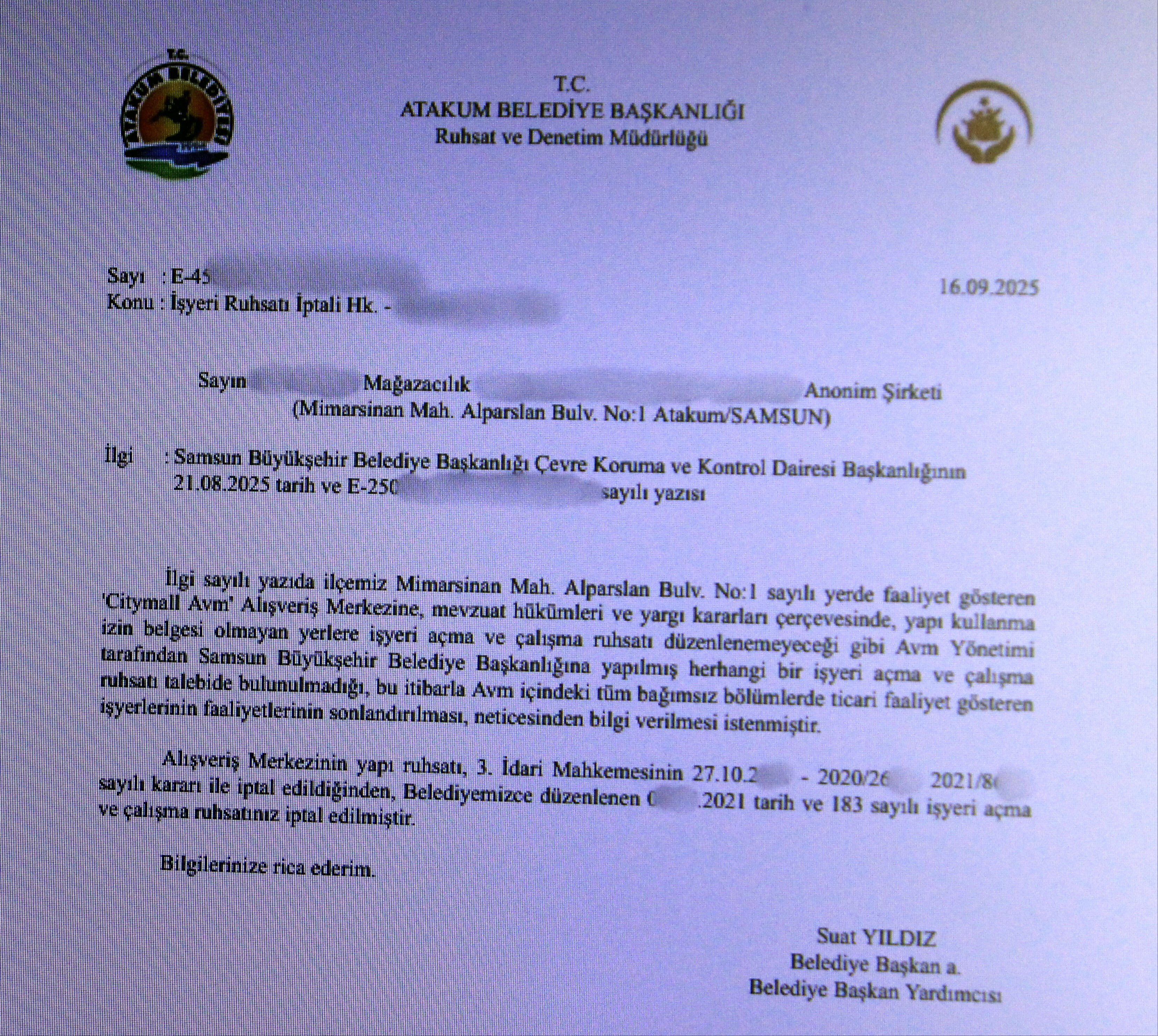 Ruhsatı iptal edilmişti! Samsun'daki CityMall AVM'nin esnafına Ruhsatı iptal edilmişti! Samsun'daki CityMall AVM'nin esnafına