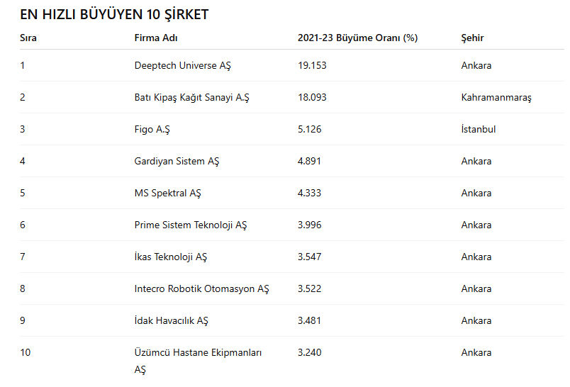 Türkiye’nin en hızlı büyüyen 100 şirketi açıklandı: Ankara, İstanbul'u geçti! Türkiye’nin en hızlı büyüyen 100 şirketi açıklandı: Ankara, İstanbul'u geçti! - 1. Resim