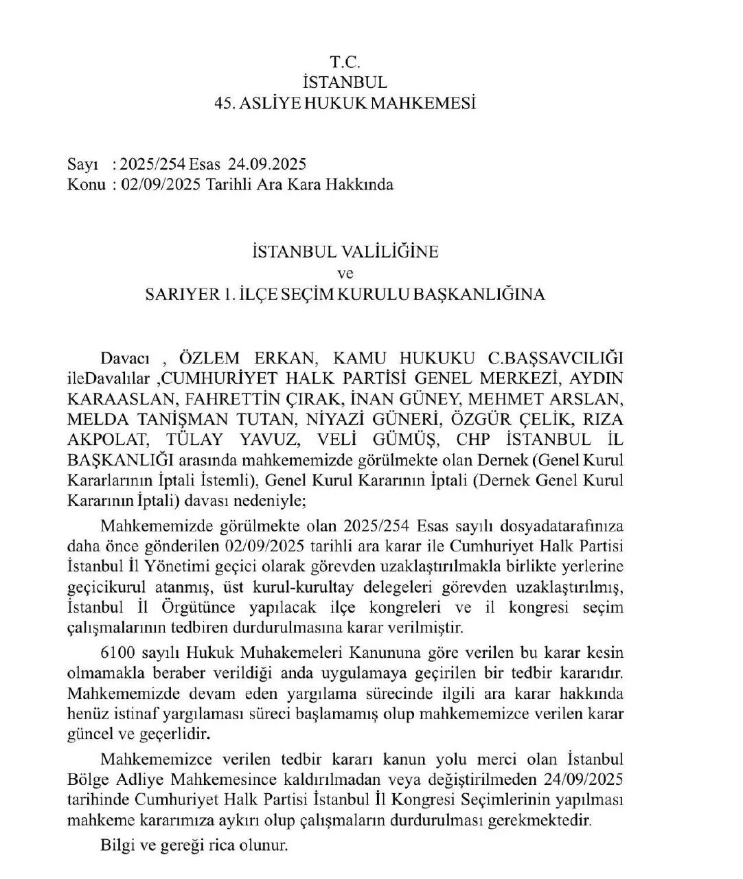 YSK kararını açıkladı! CHP'nin İl Kongresi devam edecek CHP İstanbul Kongresi'ne durdurma talebi - 1. Resim