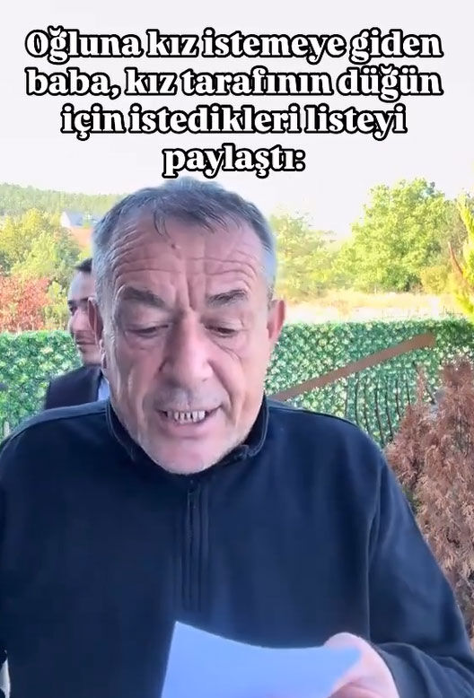 Kız istemede skandal liste! Damat babası sosyal medyayı salladı - 1. Resim