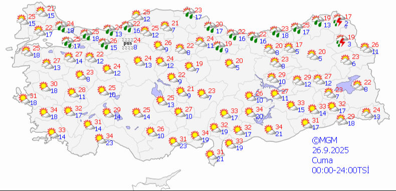 Meteoroloji gün vererek uyardı! İstanbul'a sonbahar sert geliyor 26 Eylül 2025 MGM hava durumu tahmin haritası