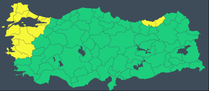 13 ile sarı kodlu fırtına ve kuvvetli yağış uyarısı - 1. Resim
