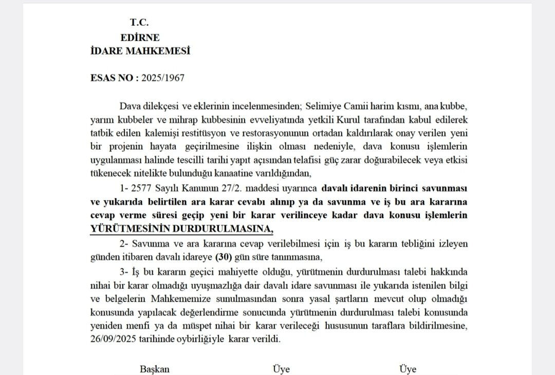 Selimiye Camii'nde tartışmalı restorasyona durdurma kararı! - 2. Resim