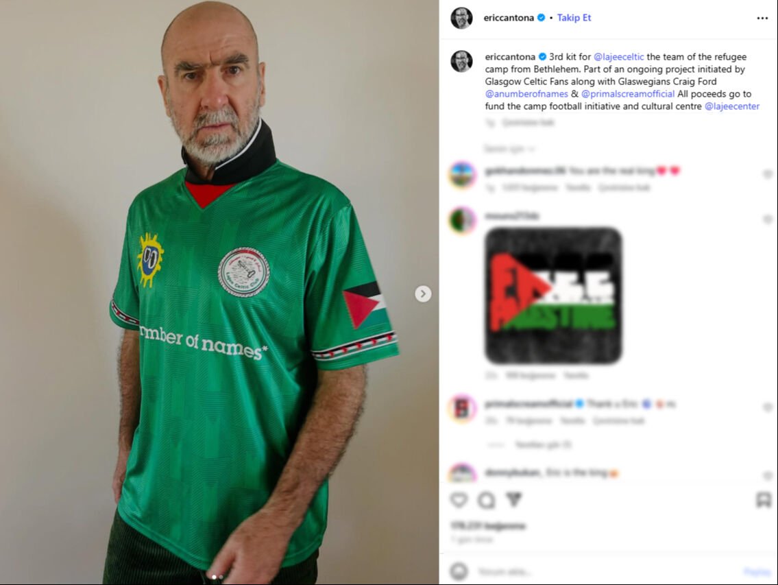 Eric Cantona'dan Filistin'e destek: Mülteci kampında kurulan takımın formasını giydi - 1. Resim