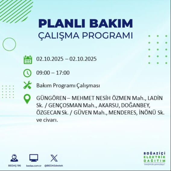 İstanbul’un 22 ilçesinde elektrik kesintisi! Bazı bölgelerde 8 saat sürecek - 42. Resim