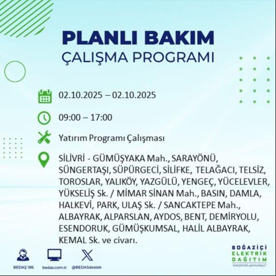 İstanbul’un 22 ilçesinde elektrik kesintisi! Bazı bölgelerde 8 saat sürecek - 55. Resim
