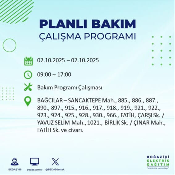 İstanbul’un 22 ilçesinde elektrik kesintisi! Bazı bölgelerde 8 saat sürecek - 9. Resim