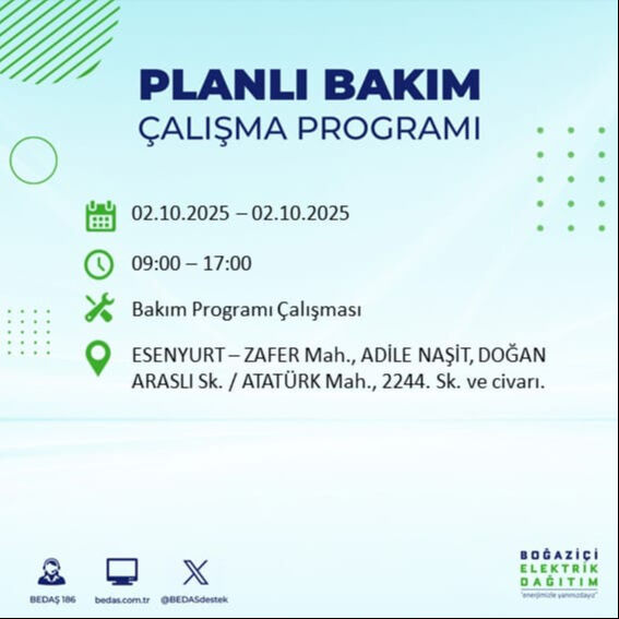 İstanbul’un 22 ilçesinde elektrik kesintisi! Bazı bölgelerde 8 saat sürecek - 30. Resim