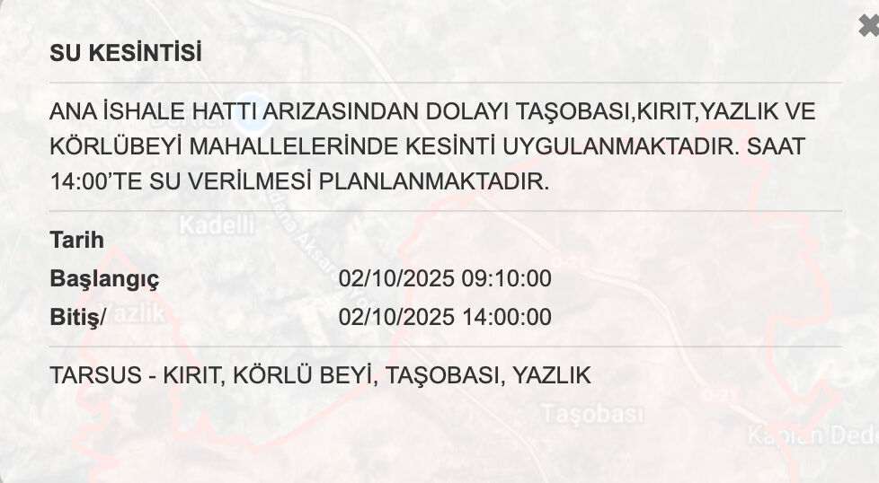 Mersin Mezitli su kesintisi: Mersin'de sular ne zaman gelecek? 2 Ekim MESKİ Su Kesintisi Sorgulama ekranı - 4. Resim