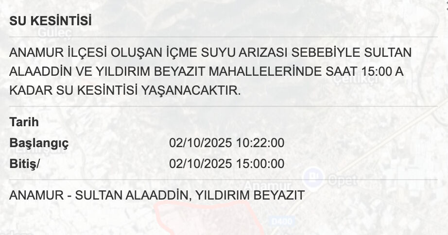Mersin Mezitli su kesintisi: Mersin'de sular ne zaman gelecek? 2 Ekim MESKİ Su Kesintisi Sorgulama ekranı - 6. Resim