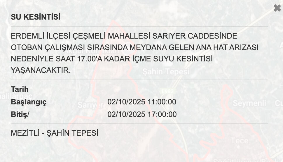 Mersin Mezitli su kesintisi: Mersin'de sular ne zaman gelecek? 2 Ekim MESKİ Su Kesintisi Sorgulama ekranı - 10. Resim