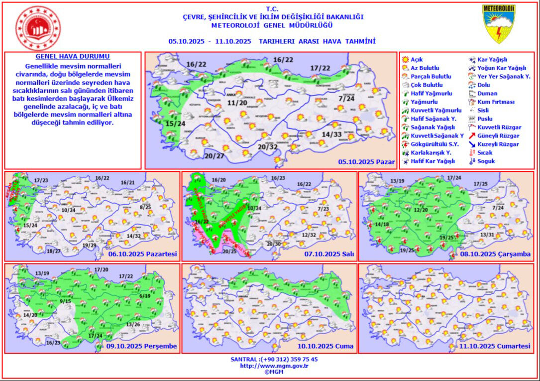 Sıcaklıklar bir anda d&uuml;şecek: İşte 5-11 Ekim haftası g&uuml;n g&uuml;n hava durumu - 2. Resim