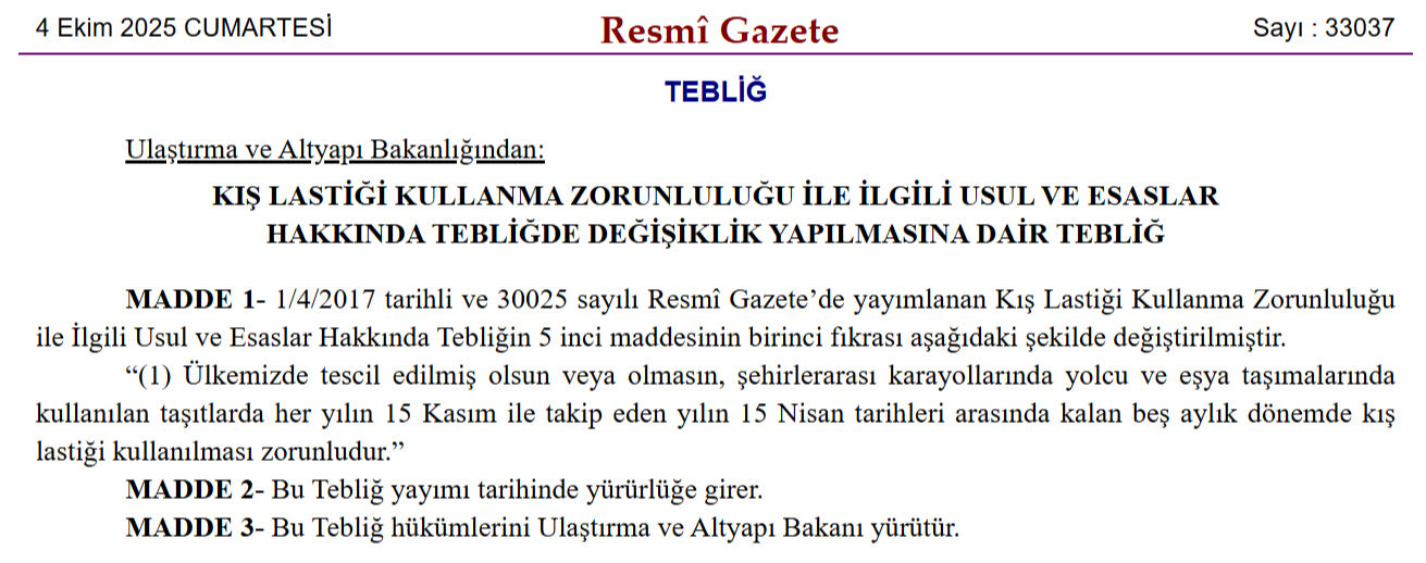 Zorunlu kış lastiği uygulaması ne zaman başlayacak, ne zaman sona erecek? 2025 zorunlu kış lastiğine geçiş tarihi - 2. Resim