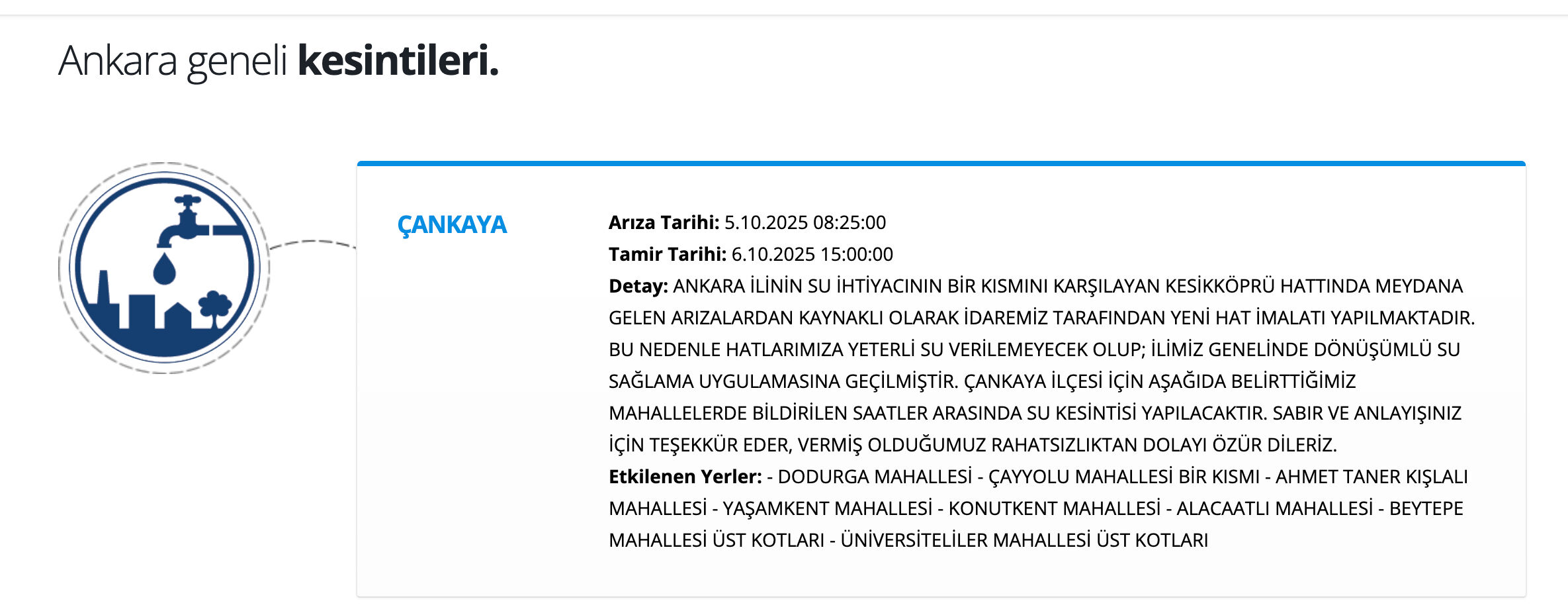 ASKİ su kesintisi sorgulama ekranı: 5 Ekim Ankara'da sular ne zaman gelecek? - 4. Resim