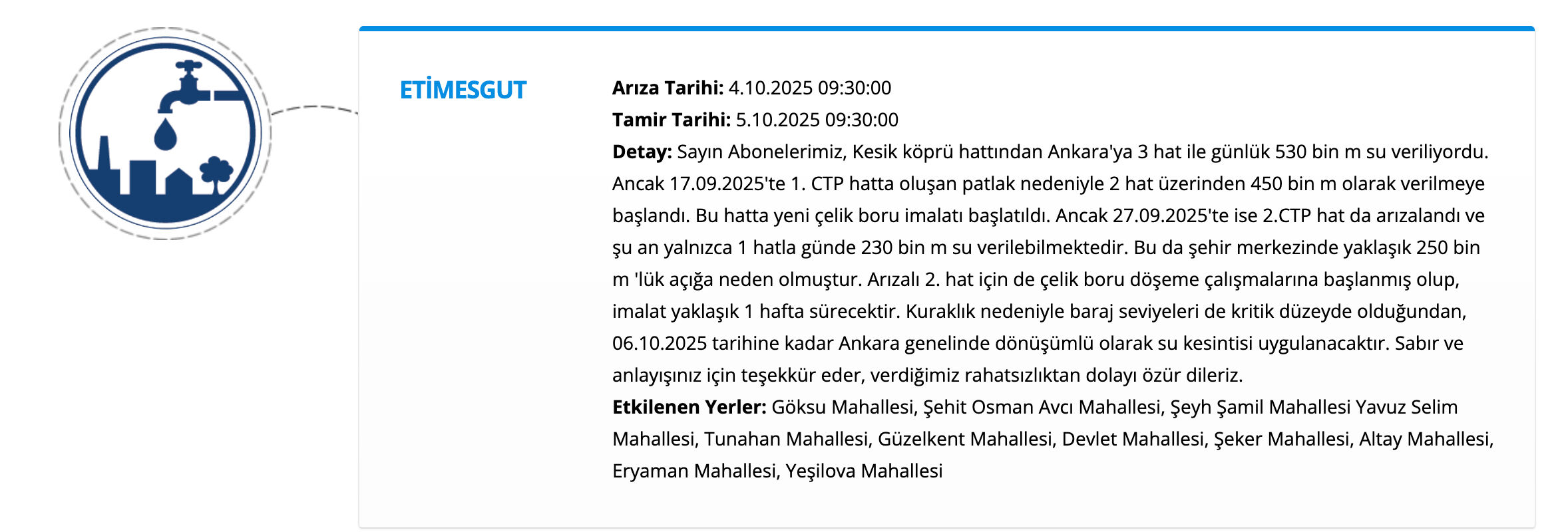ASKİ su kesintisi sorgulama ekranı: 5 Ekim Ankara'da sular ne zaman gelecek? - 12. Resim