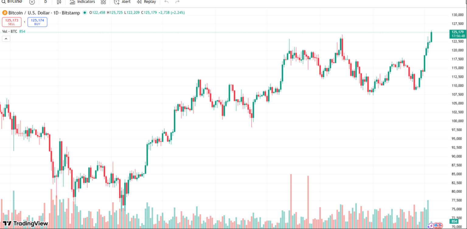 Bitcoin 17 yıllık tarihinin en yüksek seviyesinde! 125 bin dolar ile rekor kırdı - 2. Resim