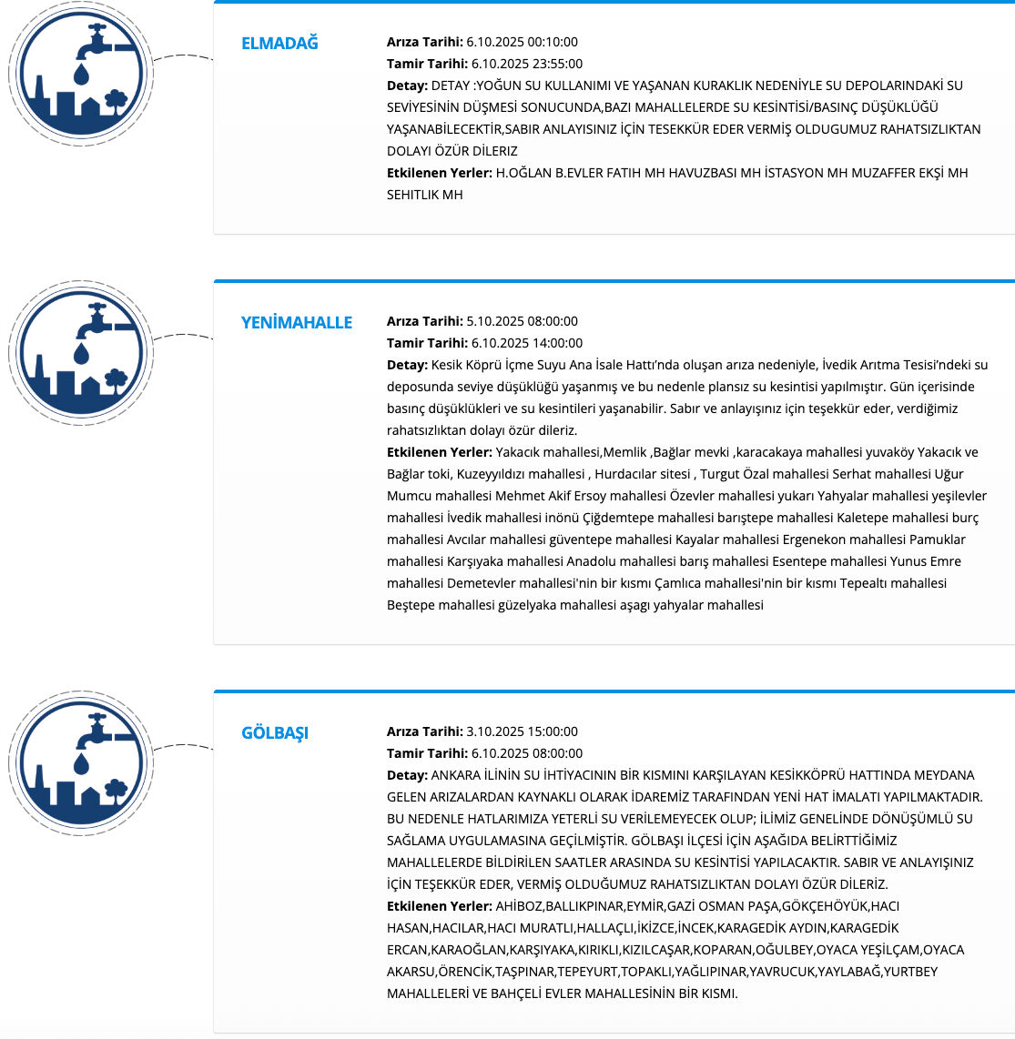 Ankara'da sular ne zaman gelecek? 6 Ekim Çankaya, Polatlı, Mamak, Keçiören, Gölbaşı ve Altındağ su kesintisi saatleri - 3. Resim