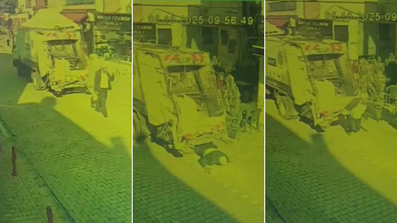 Geri dönüşüm kamyonu yaşlı adamı altına aldı: Çanakkale'deki kazanın görüntüleri ortaya çıktı - 1. Resim