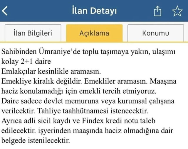 İstanbul'da pes dedirten ilan! Emekliye ev yok dedi, gerekçesi sosyal medyayı ayağa kaldırdı - 2. Resim