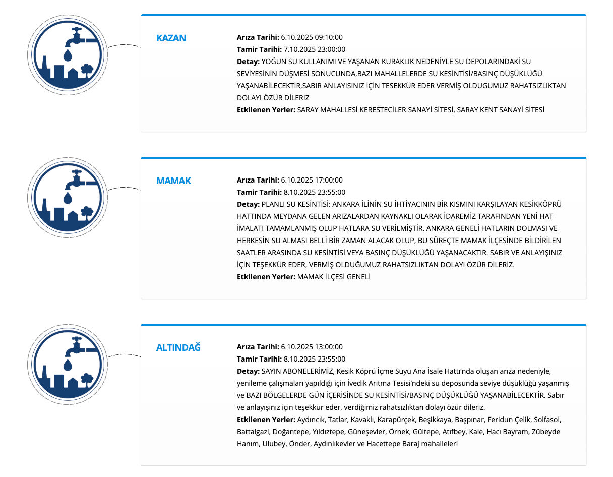 ASKİ Ankara su kesintisi 7-8 Ekim! Ankara'da sular ne zaman, saat kaçta gelecek? - 1. Resim