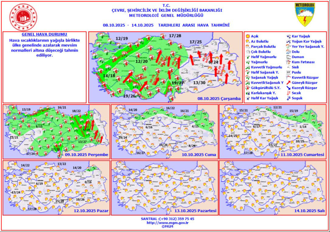 Meteoroloji haritayı güncelledi! 39 il için sağanak yağış ve fırtına uyarısı - 1. Resim