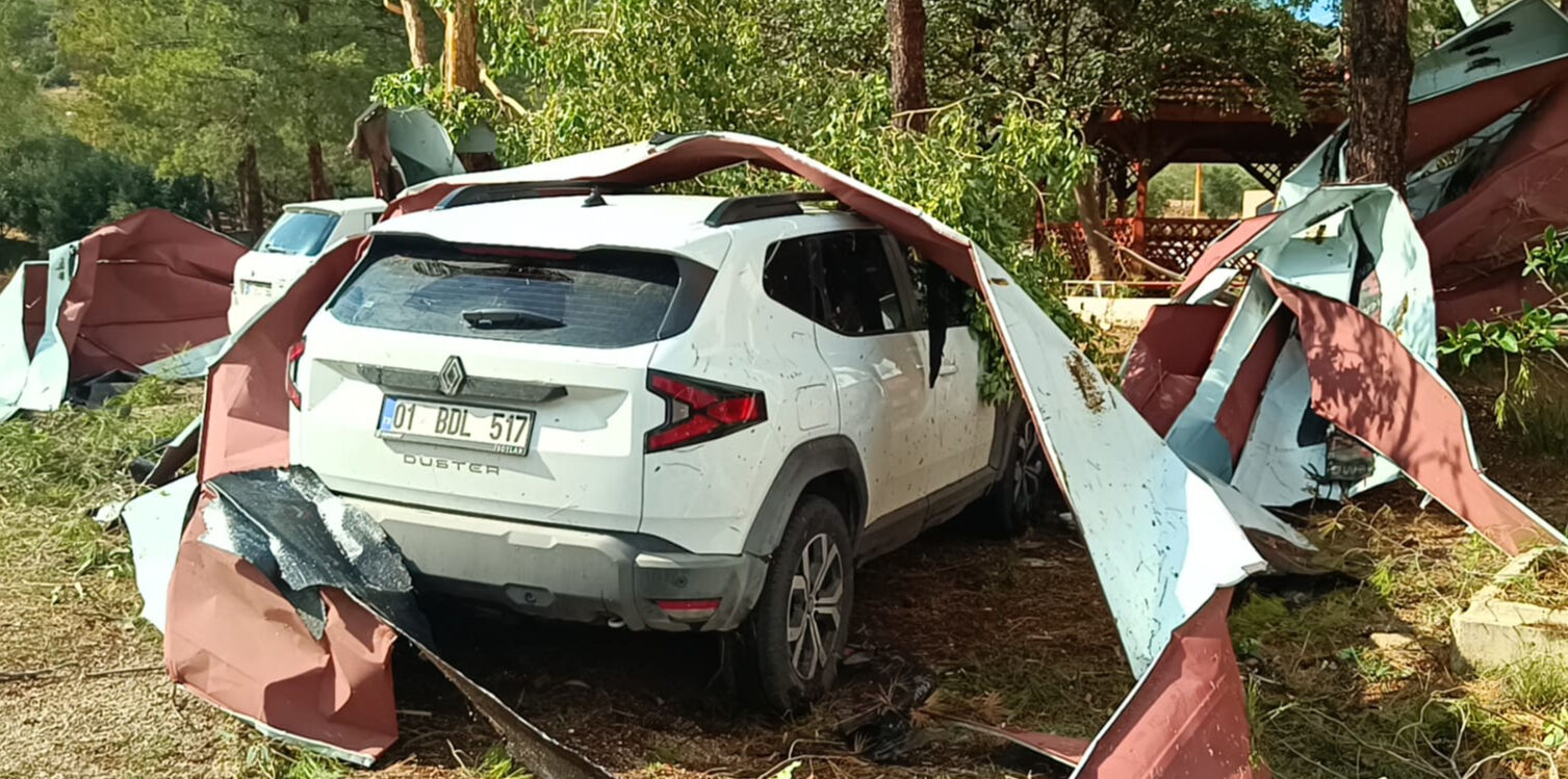 Adana fırtınaya teslim! Okulun çatısı uçtu, ağaçlar devrildi - 2. Resim