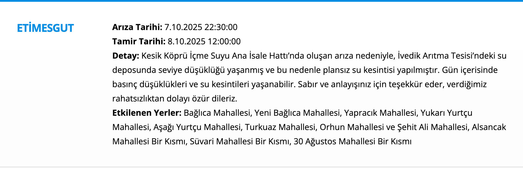 Etimesgut su kesintisi sorgulama: 8 Ekim Etimesgut'ta sular ne zaman gelecek, saat kaçta? Etimesgut su kesintisi sorgulama: 8 Ekim Etimesgut'ta sular ne zaman gelecek, saat kaçta? - 4. Resim