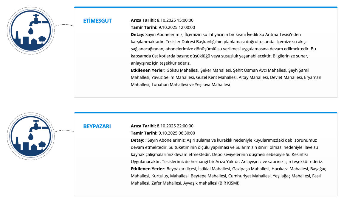 9 Ekim Ankara su kesinti listesi! Ankara'da sular ne zaman gelecek, su kesintisi ne zaman bitecek? - 2. Resim