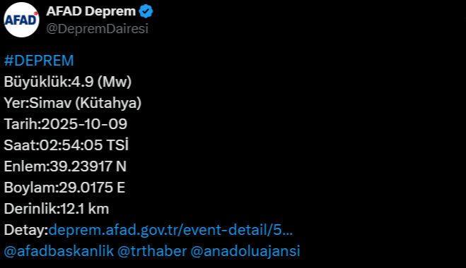 Bu gece deprem nerede oldu? 9 Ekim son depremler listesi - 1. Resim