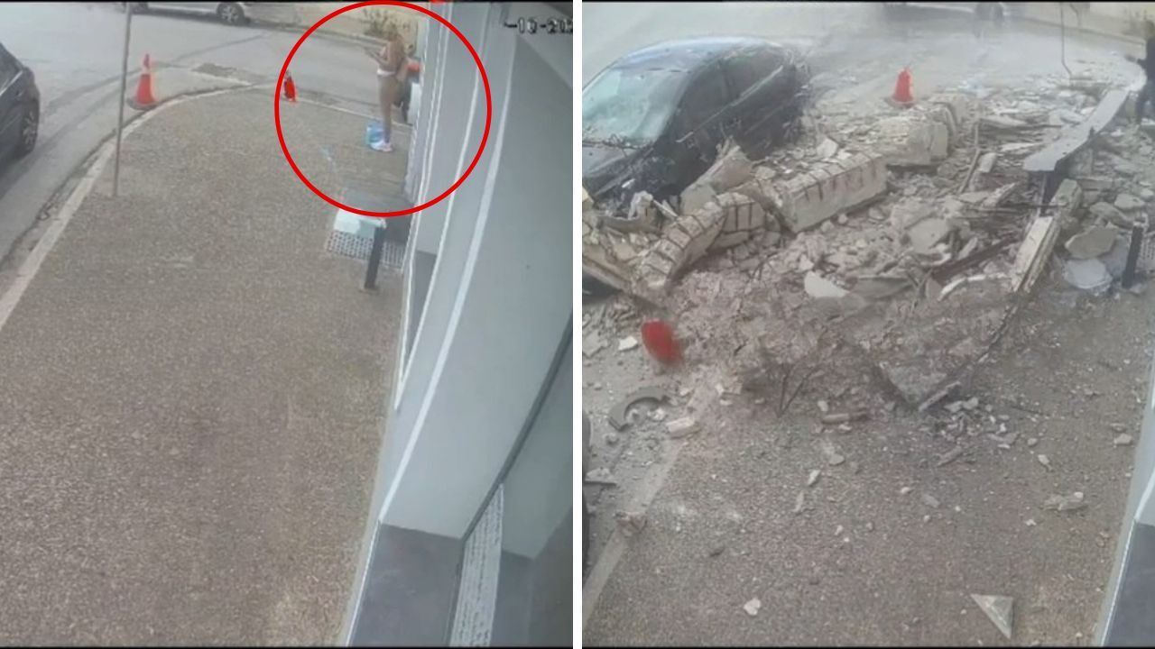 Yunanistan'da dehşet anları! Binanın balkonu çöktü, altında kalmaktan saniyelerle kurtuldu