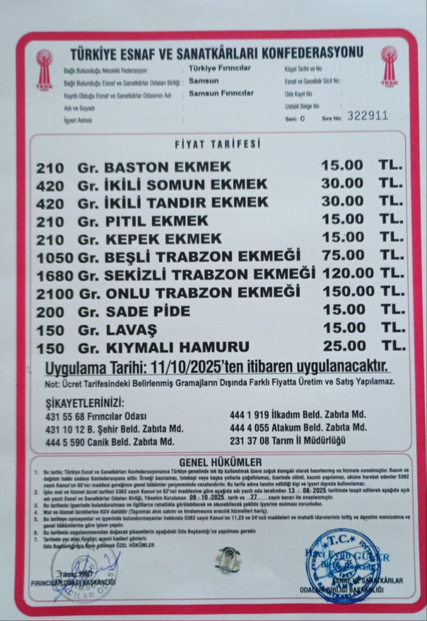 Samsun'da ekmeğe zam! Yeni tarife yarından itibaren geçerli - 2. Resim