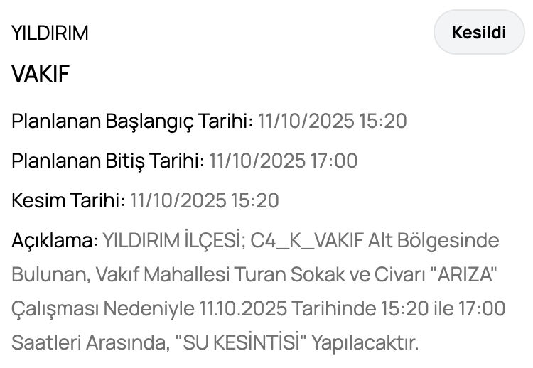 11 Ekim Bursa su kesintileri: BUSKİ duyurdu, Bursa'da sular ne zaman gelecek, saat kaçta? - 2. Resim