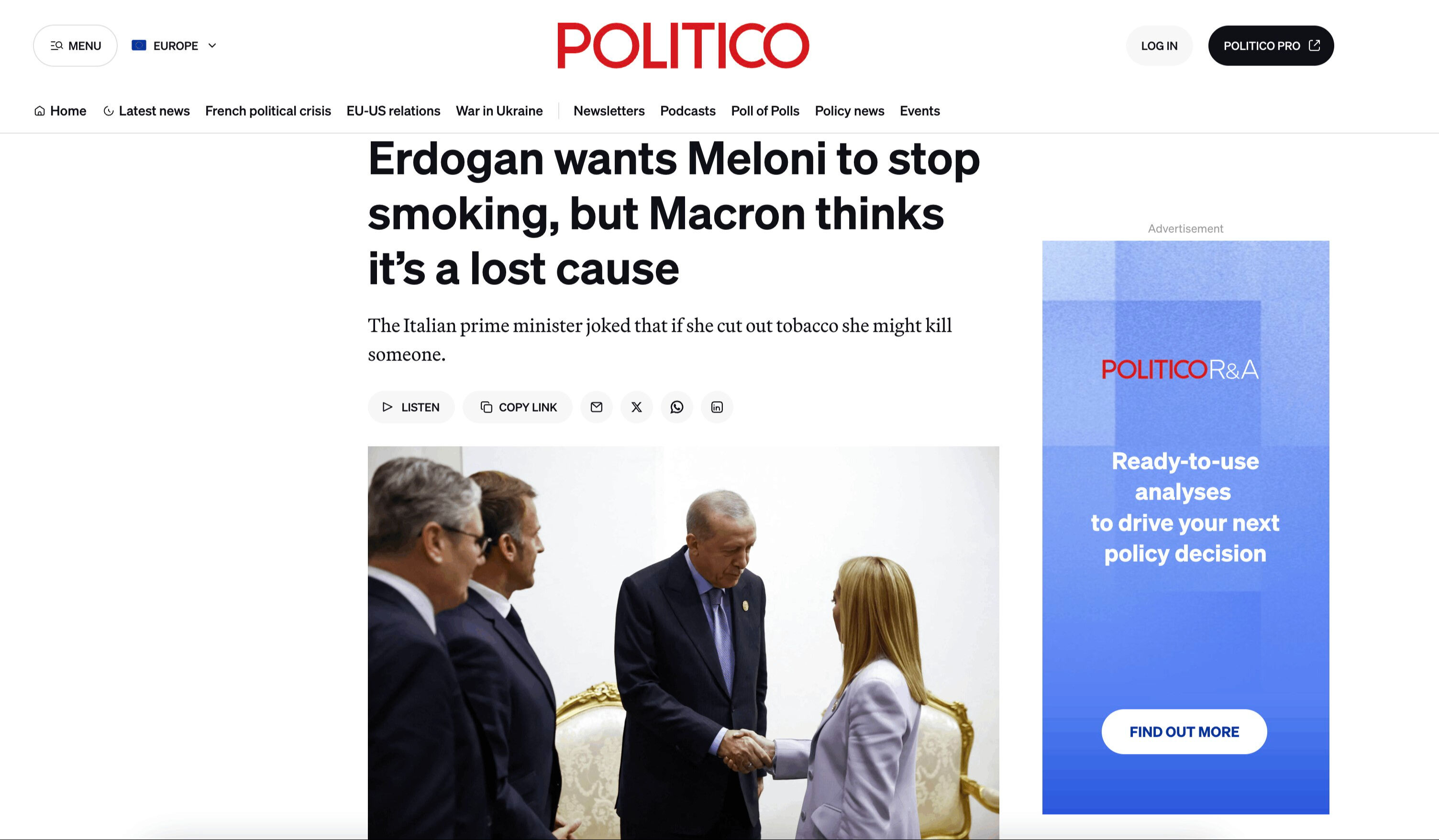 Dünya Erdoğan-Meloni diyaloğunu konuşuyor! 'Sigara tavsiyesi' manşetlere taşındı - 4. Resim