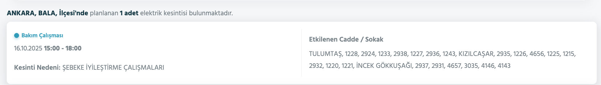 16 Ekim Ankara elektrik kesintisi sorgulama! Başkent EDAŞ duyurdu, Ankara'da elektrikler ne zaman gelecek? 16 Ekim Ankara elektrik kesintisi sorgulama! Başkent EDAŞ duyurdu, Ankara'da elektrikler ne zaman gelecek? - 5. Resim