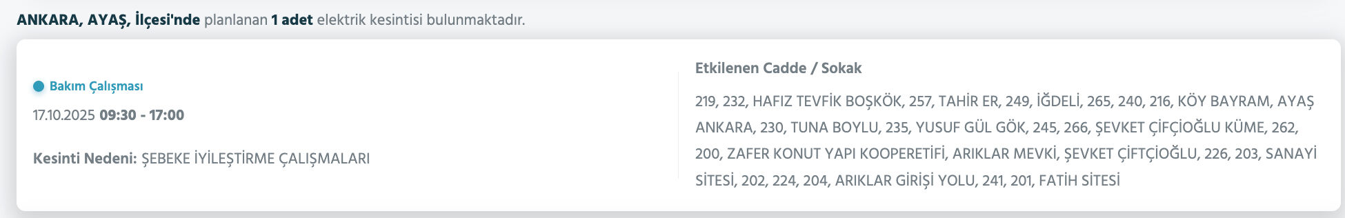 16 Ekim Ankara elektrik kesintisi sorgulama! Başkent EDAŞ duyurdu, Ankara'da elektrikler ne zaman gelecek? 16 Ekim Ankara elektrik kesintisi sorgulama! Başkent EDAŞ duyurdu, Ankara'da elektrikler ne zaman gelecek? - 4. Resim