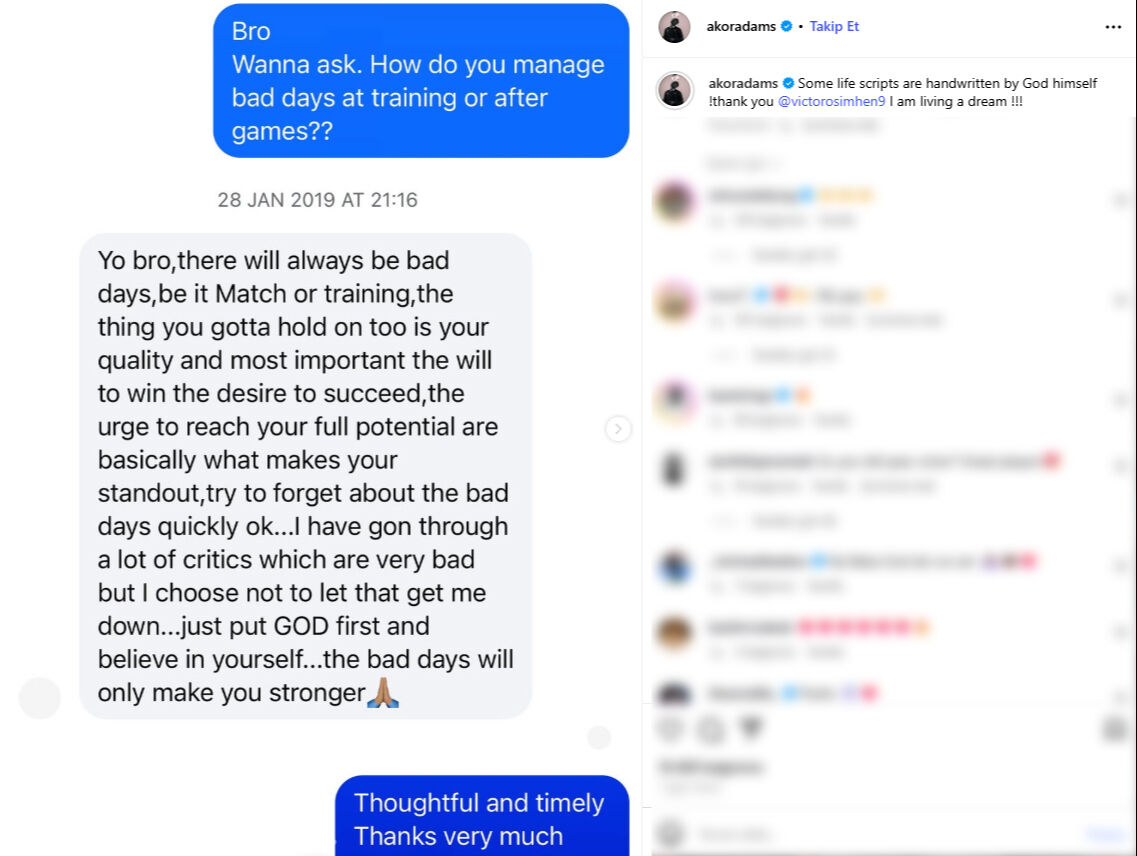 Galatasaray'ın yıldızından Akor Adams'a hayat dersi: Osimhen'in mesajı ortaya çıktı - 3. Resim