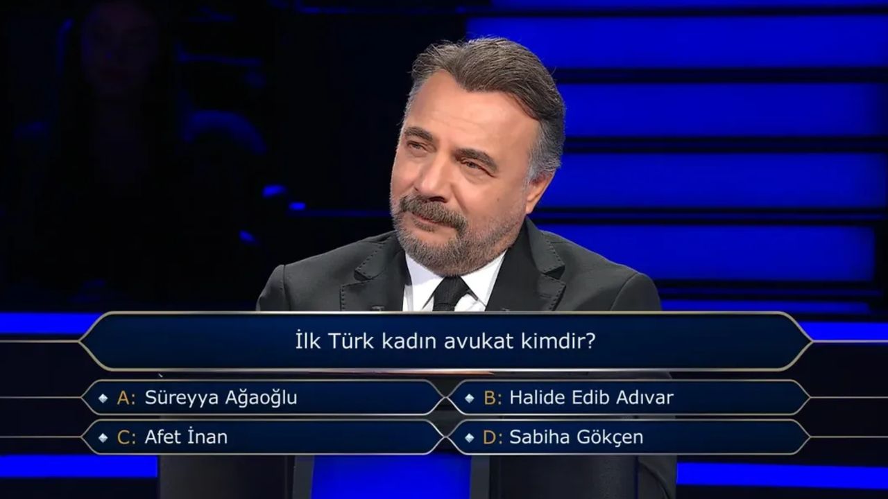 İlk Türk kadın avukat kimdir? 200 bin TL'lik soru Milyoner'e damga vurdu İlk Türk kadın avukat kimdir? 200 bin TL'lik soru Milyoner'e damga vurdu