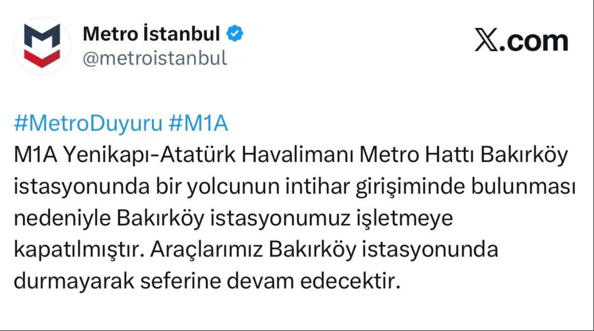 Bakırköy metrosunda bir yolcu intihar etti! - 1. Resim