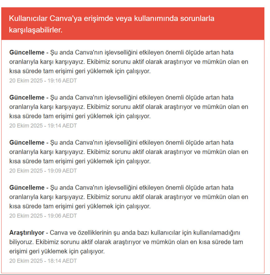 Canva çöktü mü, neden açılmıyor? 20 Ekim Canva erişim sorunu - 2. Resim